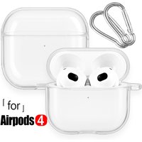 Transparent Frosted Earphone Case for Air Pods 4 New Soft TPU Protective Cover with Hook Strap Accessories Protective Cases