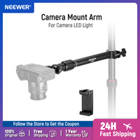 NEEWER Overhead Camera Mount Arm with Phone Clip 180°&360° 2 Section Flexible Holding Arm for Desk Stand for Camera LED Light