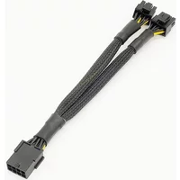 20cm Braided Y-Splitter GPU Adapter Cable PCIe 8 Pin Female To Dual 2X8 Pin(6+2) Male PCI Express Power Adapter Extension Cable