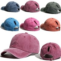 New Sunscreen Water Washed Baseball Cap Spring Summer Vintage Ponytail Sun Hat Outdoor Sports Running Hat Streetwear Hip Hop Cap
