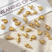5pcs 10pcs Stainless Steel Seahorse Dolphin Feet Shell Charms Animal Pendant Jewelry Making Earring Necklace Bracelet Supplies