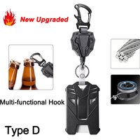 Retractable Badge Holder with Steel Wire Rope Carabiner Keychain ID Card Clip 4 Styles Available