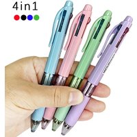 4 In 1 Multicolor Ballpoint Pens Creative Colorful Retractable Multifunction Pen Students Writing School Office Kawaii Supplies