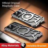Titanium Aluminum alloy Case For iPhone16 15 14 13Pro Max Metal Magnetic MagSafe Holder Cloud cooling framework Protective cover