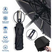 10 Ribs Automatic Open Close Umbrella Folding Ladies Walking Travel Black