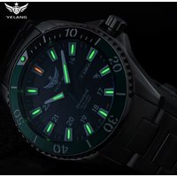 Yelang Men Solar Power Drive Watch Waterproof 100M Sapphire Date Diving Military Watch