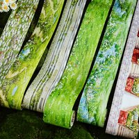 Morning Rain: Singer of the Countryside - Decorative Tape with High-Quality Grassland and Street Pattern Material for Background Decoration and Border Stickers