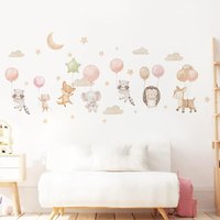 Cartoon Animal Balloon Wall Stickers for Children's Room Kids Room Wallpaper Bedroom Nursery Baby Room Decoration Decal Murals