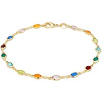 18K Gold Plated Gold and Multi Color Crystal Baguette Anklet Bracelet for Women Girls Boho Summer Beach Foot Jewerly 22cm/8.7"
