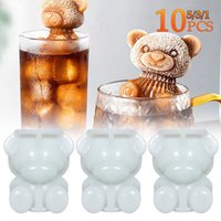 1-10PCS 3D Bear Ice Cube Mold Cube Silicone Bear Ice Grinder Ice Cream Coffee Making Tools Cold Drink DIY Ice Cream Molds