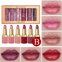 SAM SUGAR 6pcs Lipstick Set - Matte & Shiny Diamond Finish Long-Lasting Non-Sticky Moisturizing Velvet Sexy Red Colors Lip Kit
