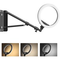 18”Led Light Ring With Wall Mount Stand,Touch Screen Adjustable Color Temperature Lamp Stand Kit For Youtube Video Recording