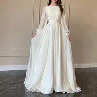 Ciynsia Beige Wedding Dresses Customized Elegant White Gauze Pleated Puff Sleeves A-Line Bridal Gowns Chiffon Robe De Mariée