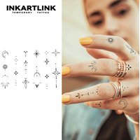 Henna Finger Tattoo (2) temporary tattoo sticker, waterproof magic tattoo, lasts to 15 days fake tattoo, semi permanent tattoo
