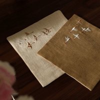 20x20cm Embroidered flying birds pattern double-sided two-color tea towel thickened cotton linen absorbent tea pad tea mat