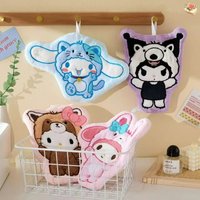 New Sanrio Hello Kitty Hand Towel Soft Coral Velvet Hand Towel Double-Layer Thick Water-Absorbent Hanging Type Cute Small Towel