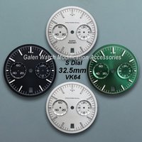 32.5mm S Logo Speed Dial Fit VK64 Quartz Movement Green Luminous High Quality Professional Watch Modification Accessories