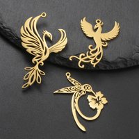 My Shape 5 pcs Phoenix Pendants Hummingbird Fire Birds Stainless Steel Charms for Necklace Earrings Keychains DIY Jewelry Making
