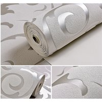 Silver / Gold Victorian Damask Wallpaper Embossed Wall Coverings Roll Silver Floral Luxury Medlar leaf Wall Paper for home обои