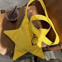 Y2K Star Shaped Tote Bag Women Cute Casual Soft Polyester Crossbody Shoulder Bag Streetwear Harajuku Aesthetic Handbag Multi-use