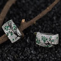 Exquisite 925 Sterling Silver Tree Branch Flower Earrings for Women Micro Zircon Clip on Branch Earrings Female Party Jewelry