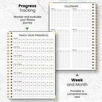 Workout Journal for Women Fitness Planner, Exercise Log Book, Weight Body Fat Goal Tracker, Pink Spiral Notebook