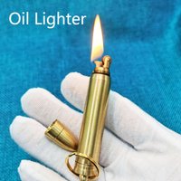 Vintage Brass Bullet Mini Creative Personalized Retro Oil Lighter - Brass Antique Style Matches Lighter