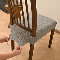 1pc/4pcs/6pcs Non-slip Striped Elastic Stool Cover with Buckle, Jacquard Chair Pad & Dining Chair Slipcover Set