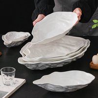 1PC Ceramic Sashimi Plate Creative Oyster Shaped Salad Plate Artistic Concept Cuisine Specialty Plate Hotel Tableware