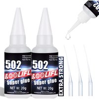 LOOLIFL 502 Super Glue All Purpose Liquid Adhesive for Plastic Bonds Wood Metal Rubber Ceramic Industrial Strength Bonding Tool