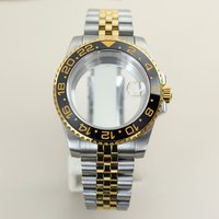 Boîtier de montre plongeur bicolore 40MM, Bracelet à 5 maillons, lunette en céramique pour GMT SUB Yacht NH35 NH36 NH38 NH34 Miyota8215 ETA2824, cadran 28.5mm