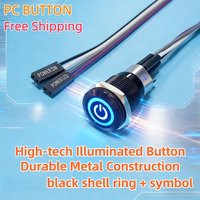 Free Shipping 12mm/16mm/19mm/22mm PC start reset switch LED with 50cm DuPont Line