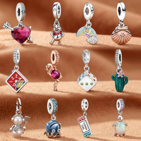 Hot Sale Charms Fit Bracelet, Pooh Bear Heart Arrow Rainbow Flamingo Cactus Turtle Dice Shell Beads DIY Jewelry Accessories