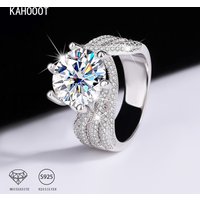 925 Sterling Silver 5 Carat Moissanite Eternity Ring Fashion Trend Temperament Design Light Luxury Niche Senior Lady