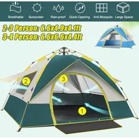 Travel Family Rainproof Windproof 1-4 Person Fully Automatic Tent Camping Sunshade Awning Shelter Beach Easy Open Hiking Tents