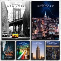 New York City Night View Canvas Painting Wall Art Posters and Prints for Living Room Decor Home Decoration
