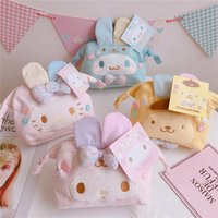 Anime Hello Kitty Kuromi Melody KT Cat Rabbit Ears Cosmetic Case Girl Student Cartoon Portable Washing Organizer Storage Bag