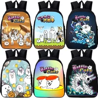 16 Inch The Battle Cats Kindergarten Backpack Boys Girls Cartoon Anime School Bag Waterproof Kids Backpack Baby Bookbag Mochila