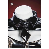 Sweet Police Gothic Uniform Cosplay Outfit-Black PU Leather Belt Chain Mini Skirt Set for Halloween Christmas Party Daily Wear