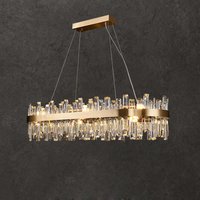 Golden Chrome Silver Round Oval Crystal Led Hanging Lamps Chandelier Lighting Suspension Luminaire Lampen For Dinning Room