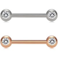 14G Stainless Steel Internally Threaded Nipple Rings Straight Barbell Piercing Jewelry for Women with Cubic Zircon
