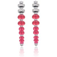 Large Man-Made Red Chalcedony CZ Diamond Stone Long Dangle Earrings For Women Silver Gold Plated Luxury Designer Jewelry