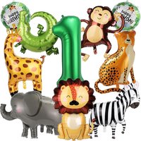10 Jungle Wild Animal Balloons, Cute Jungle Theme Zoo Party Supplies Monkey Elephant Zebra Leopard Print Crocodile Giraffe Shape Suitable for Birthday Party Wear