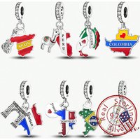 925 Sterling Silver Columbia Travel Series Pendant Charm Ball Suitable for Bracelets DIY For Women's High Quality Jewelry