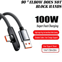 10A 100W Fast Charging Cable 90° Elbow Braided USB-C To Type-C Data Cord High Speed Data Transmission Sturdy Durable For Gaming