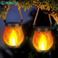 Zewnętrzna wodoodporna lampa solarna imitująca płomień z ładowaniem Type-C, symulująca migotanie, lampa solarna 3D z efektem płomienia, wisząca lampa solarna na lince do dekoracji patio.