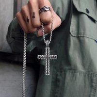 Men's Personality Vintage Cross Titanium Steel Necklace Men's Stainless Steel Pendant Necklace