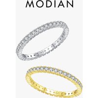 MODIAN 925 Sterling Silver Classic Sparkling Zircon Wedding Engagement Band Promise Bridal Ring For Women Fine Jewelry Gift