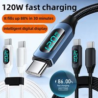 120W 1M/2M PD Digital Display Data Charging Cable USB to Type C For MacBook iPad Tablet iPhone Xiaomi POCO Power Bank Charging