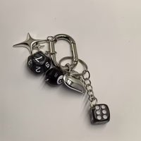 12-Sided Special-Shaped Dice Bag Pendant, Multi-Sided Lucky Dice Keychain, Plaid Keychain, Backpack Pendant